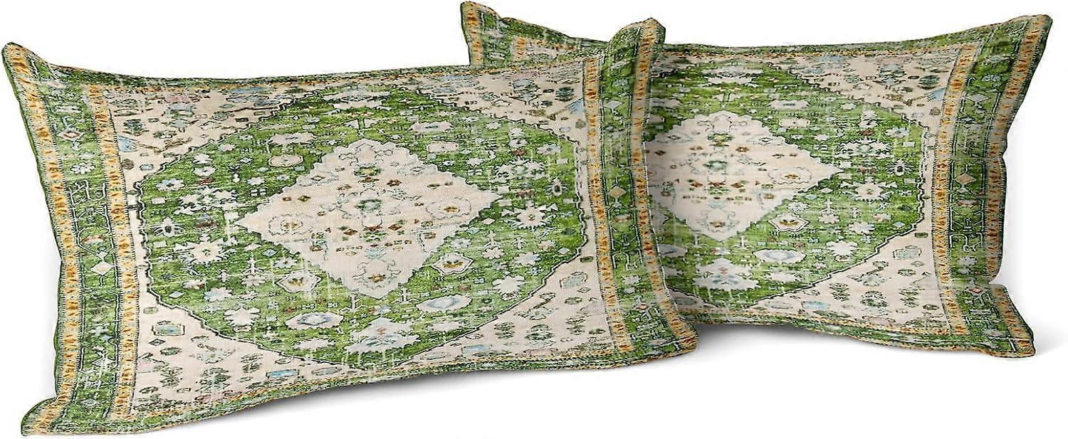 Housses de coussin boho vert 12x20 pouces ensemble de 2 Monaco tapis persan tapis Double face motif coton doux taie d’oreiller housse de coussin taie d’oreiller pour
