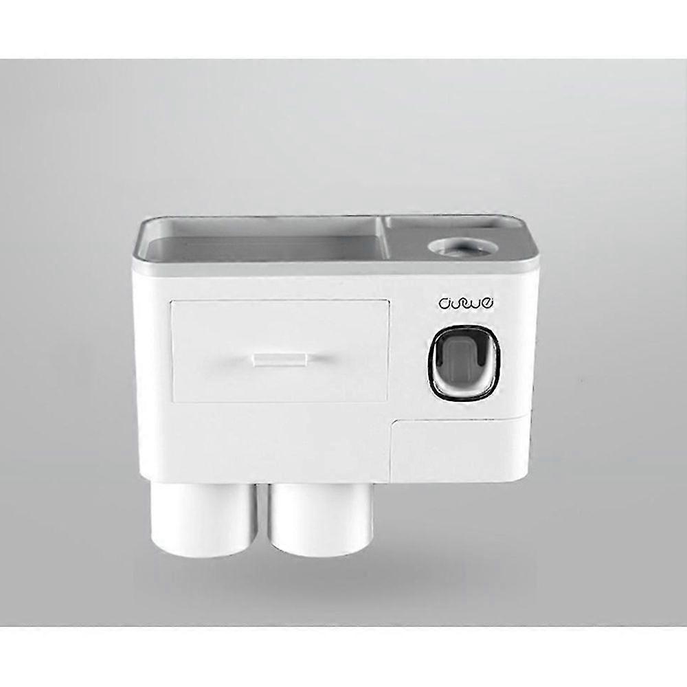 Wall Mounted Toothbrush Holder with Toothpaste Dispenser Large Capacity Tray