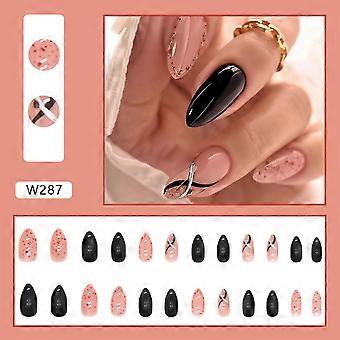 Effen Kleur Amandel Nep Nagels Veilige En Krasbestendige Niet-Giftige Lijm Modellen
