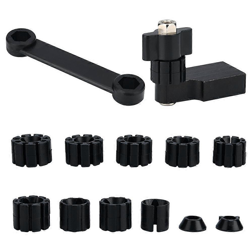 Plastic Standard Ring Sizer Measuring Kit with Iron Ring Clamp Black 5.8x4.2x2.5cm