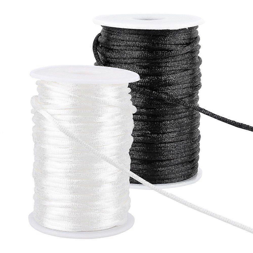 2 Rolls 2 Colors Polyester Braided Cords for Jewelry Making Beading Crafting Mixed Color 3mm about 54.68 Yards(50m)/Roll 1roll/color