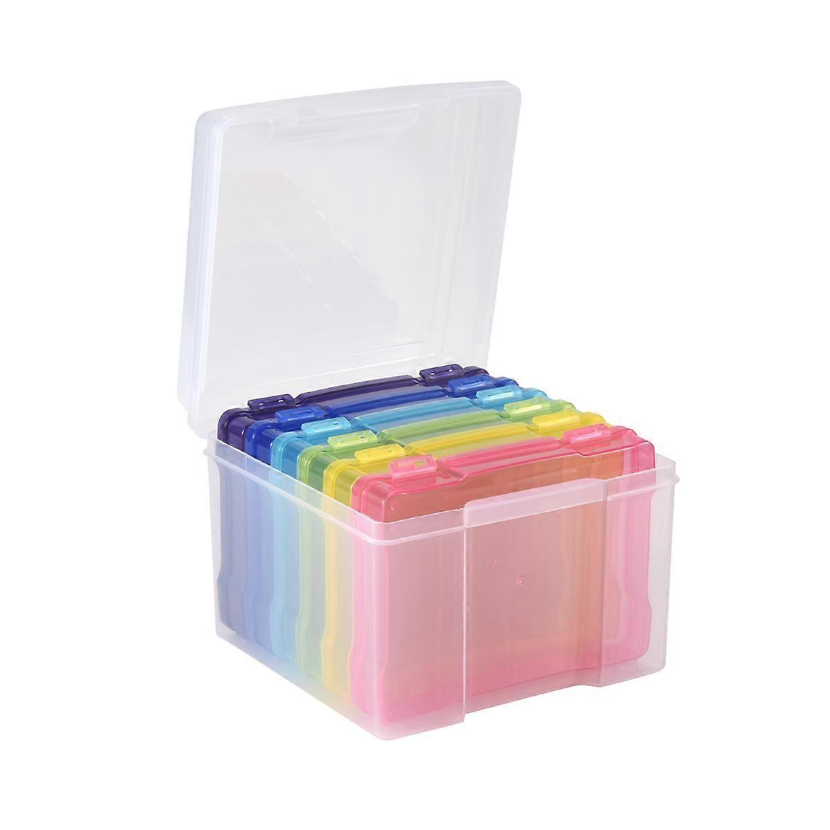 5X7 inch Photos Cases and Clear Craft Keeper with Buckle Design 6 Inner Cases Plastic Storage Container Box A