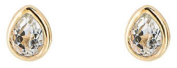 Beginnings April Semi-Precious Birthstone Earrings - Gold/White