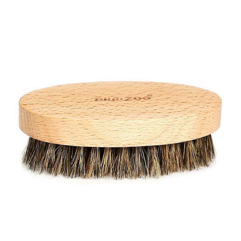 Bluezoo Oval Beard Brush - Boar Bristles, Beech Wood Handle