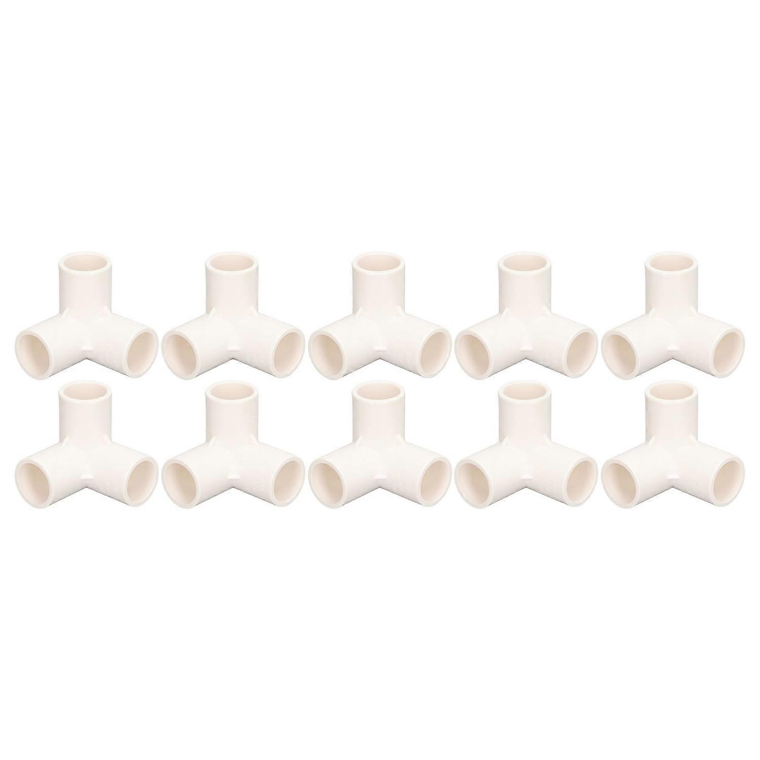 10PCS 3 Way Pipe Fittings PVC Plastic Tee Fitting Elbow Corner Connector 25mm Inner Diameter White