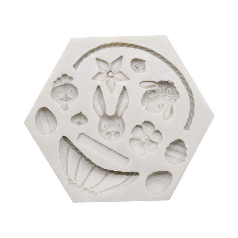 3d Easter Rabbit Toy Mold Rabbit Basket Flower Egg Bow Shape Chocolate Candy Baked Cake Decorative Silicone Mold