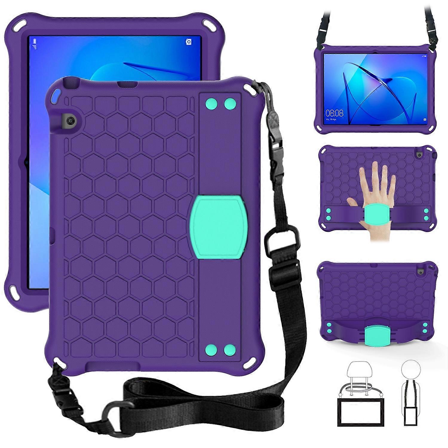 For Huawei MediaPad T3 10 Honeycomb Design EVA + PC Material Four Corner Anti Falling Flat Protective Shell With Strap
