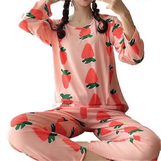 Kvinder Pyjamas Løs Fritid Todelt Grøn Avocado Dame Nattøj Kit til hjemmet