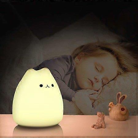 Multicolor Cat Face Night Lamp with Vibration Sensor - Kid-Friendly, Rechargeable, Perfect for All Ages