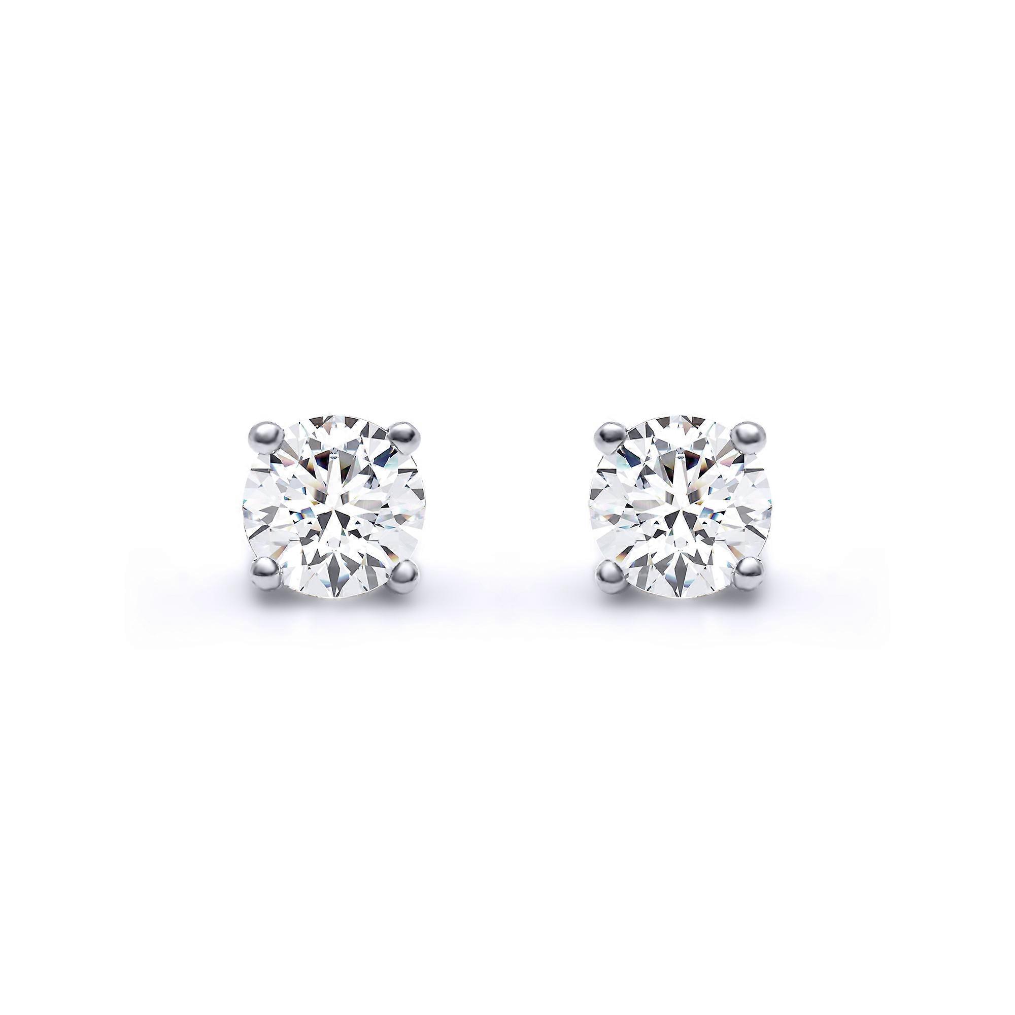 Jewelco London 18K 白金圆形明亮式明亮式实验室培育钻石单颗耳钉,0.50 克拉