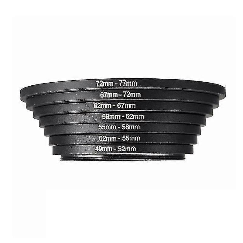 7pcs Metal Step Up Rings Lens Adapter Filter Set