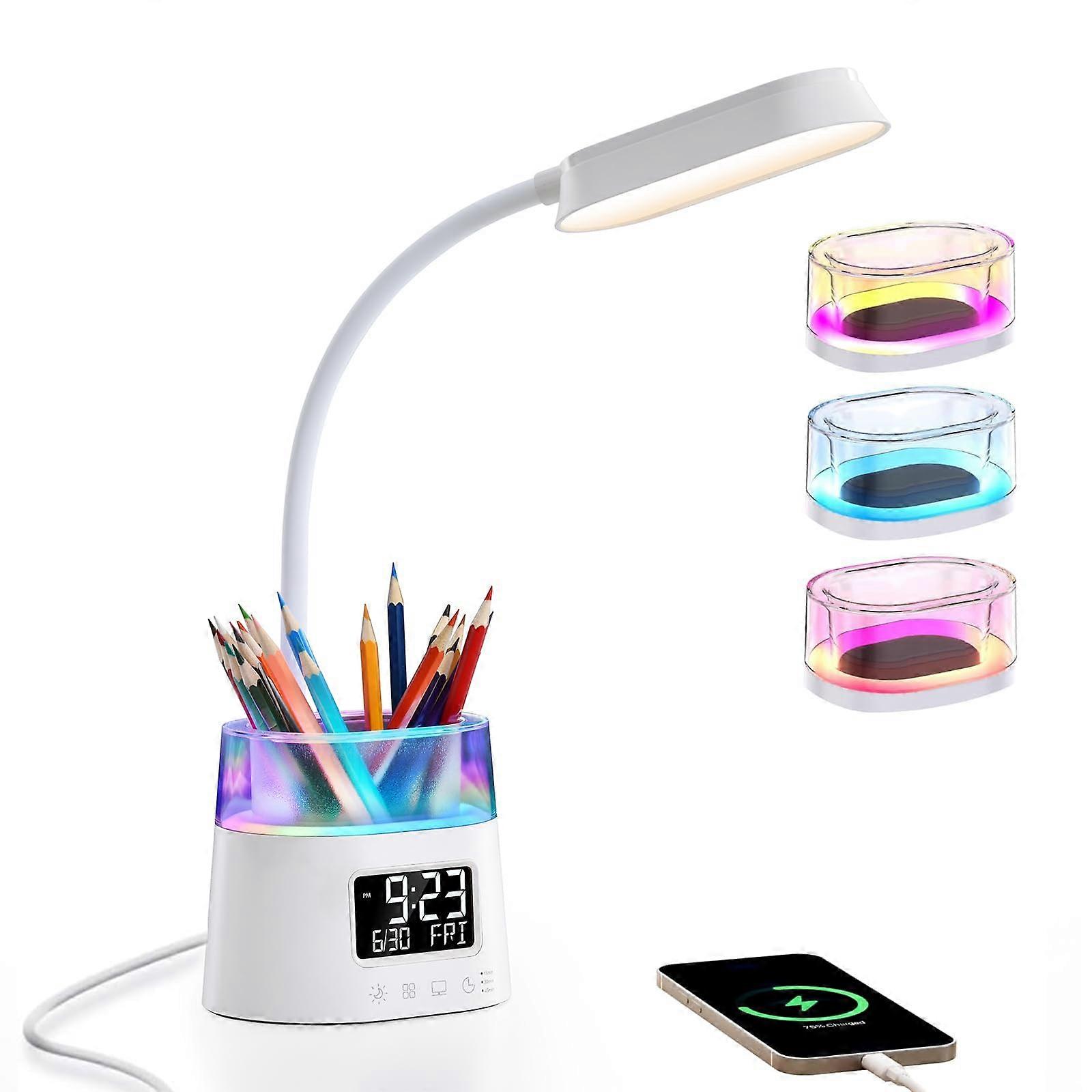 1 Lamp LED Desk Lamp for Home Office Bedroom, Adjustable Brightness, Energy-Efficient, Modern Design, White Finish