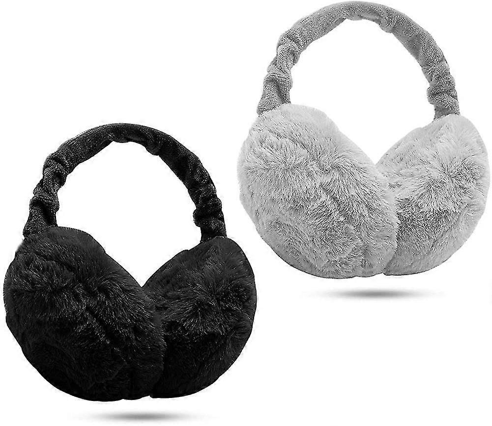 2-Pack Womens Winter Plush Foldable Earmuffs