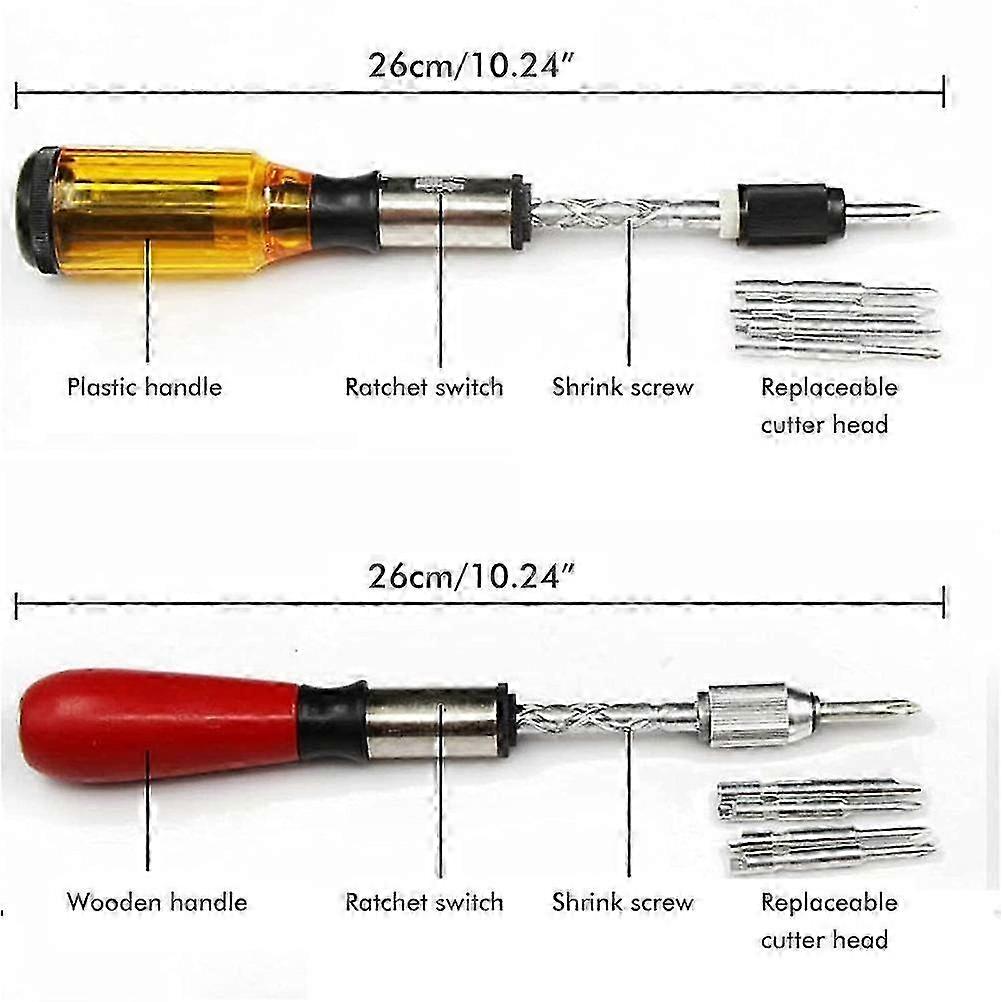 Push Pull Ratchet Screwdriver Adjustment Spiral Ratchet Screwdriver with 5 Replaceable Heads