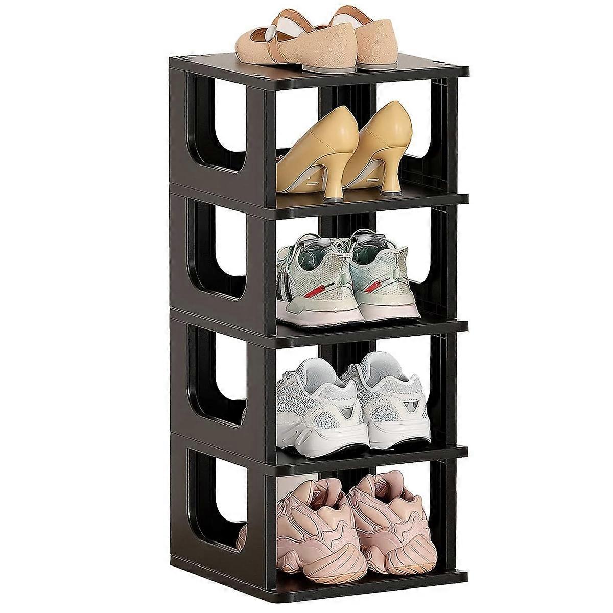 Shoe Organizer Rack for Closet, Narrow Shelves with Sturdy Water-resistant Panels, Easy Assembly for Quick Setup, Space-saving Design for Small Spaces