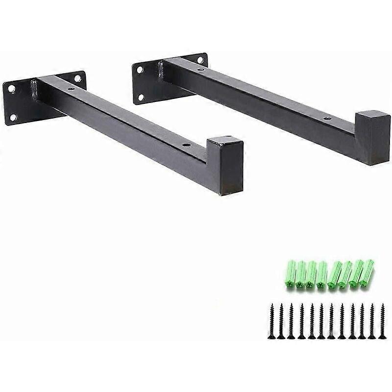 -Heavy Duty Industrial Shelf Bracket-8" Flange Floating Metal Shelf Bracket, Retro Wall Shelf Material Bracket (Pack of 2, Black)
