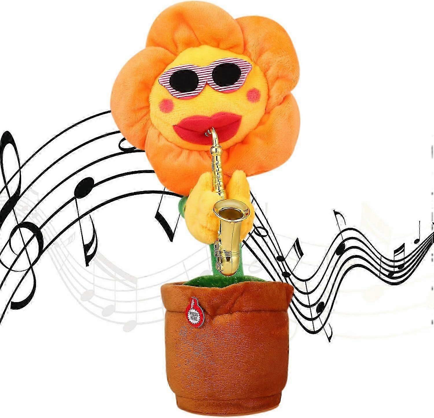 Nirvana Musical Singing and Dancing Sunflower Soft Plush Funny Creative Saxophone Kids Toy (Yellow)