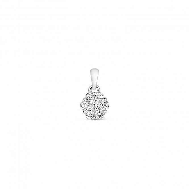 Pendentif en grappe de diamants en or blanc 9 carats PD155W