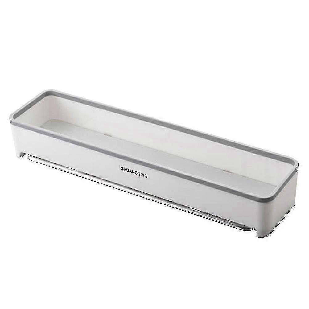 Plastic Wall-mounted Towel Storage Rack Multifunction Floating Shelf Organizer For Bathroom Kitchen grey