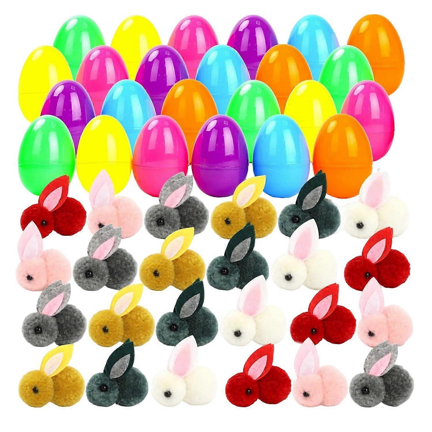 12/24Pcs Prefilled Easter Eggs with Stuffed Bunny Mini Plastic Easter Eggs Filled with Plush Rabbit