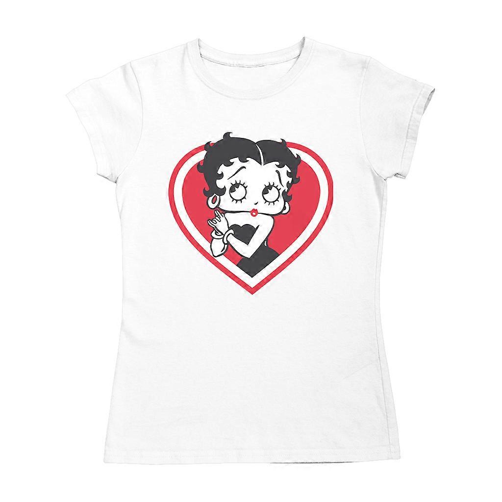 Betty Boop Red and White Heart Cute Hands Women's T-Shirt