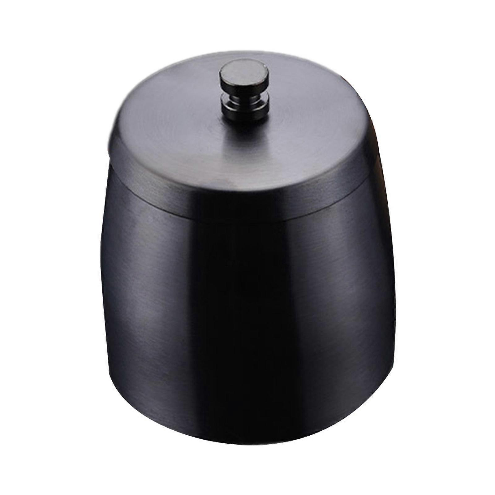 Ashtray Stainless Steel Ashes Holder with Windproof Lid Prevent Ashes Scatter Feature for Clean Environment Black