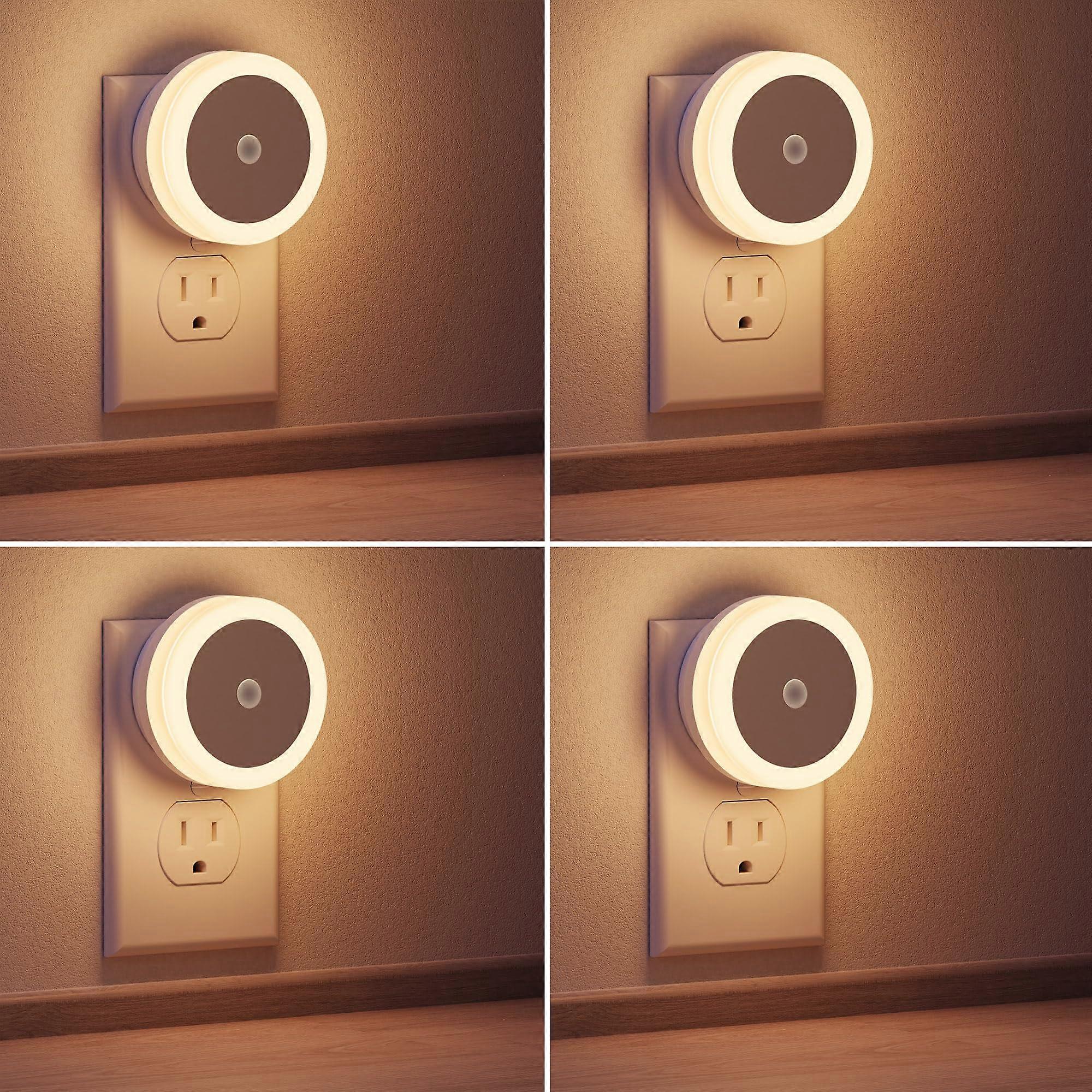 4-Pack Warm White LED Night Lights for Staircase, Plug-In Design, Energy-Efficient, Compact Size, Soft Glow