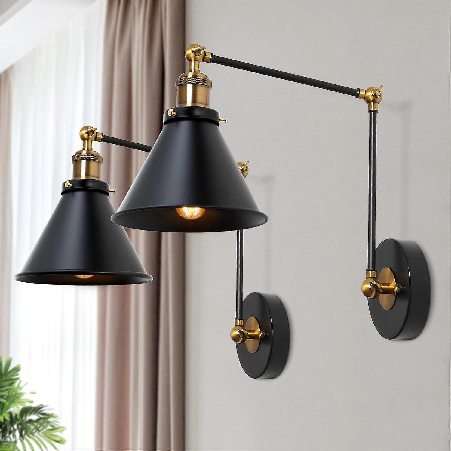 LALLUZ BLACK WALL SUPLES LIGHTING, 2 packs of modern industrial swing lever adjustable wall lamp
