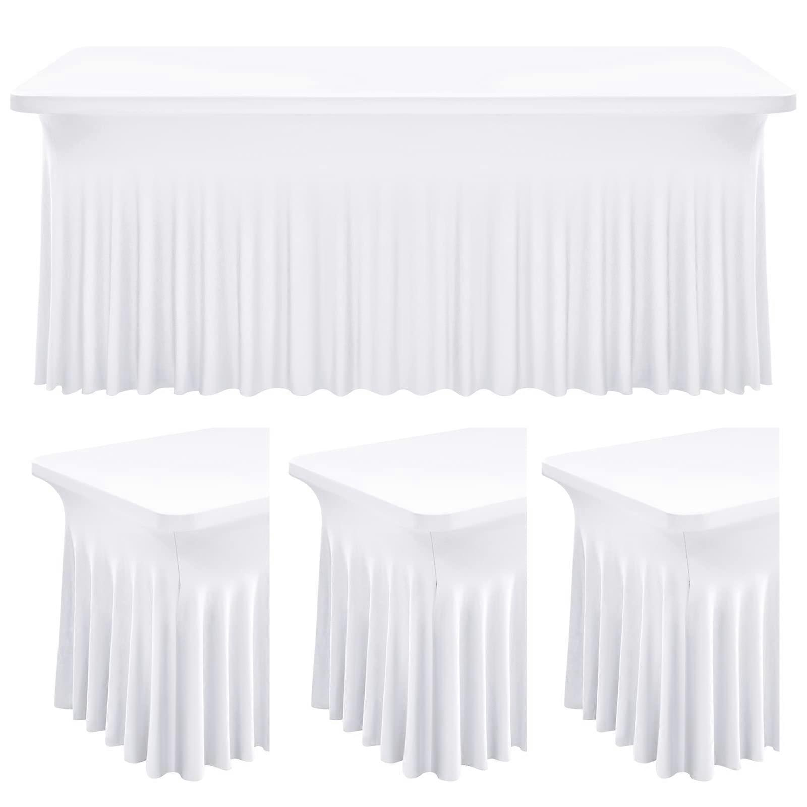4 Pack Stretchable Wrinkle Resistant Table Skirts for Tradeshows 6ft Size