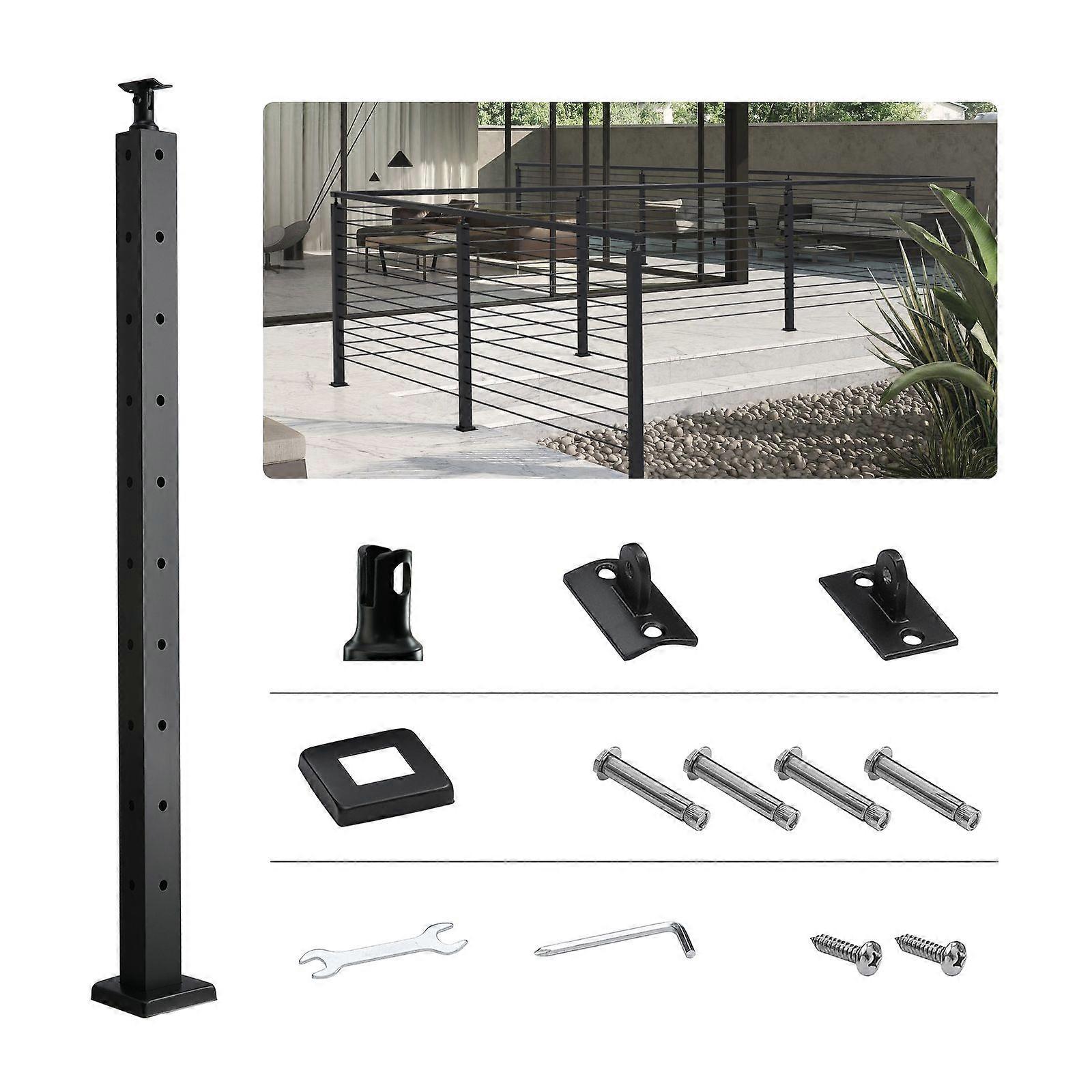 Στύλος κιγκλιδωμάτων καλωδίων, γωνιακός στύλος ραγματιών τρυπών 36» x 1» x 2» χάλυβα σχήματος L, ανοξείδωτο ατσάλι SUS304 με οριζόντιο και καμπύλο βραχίονα