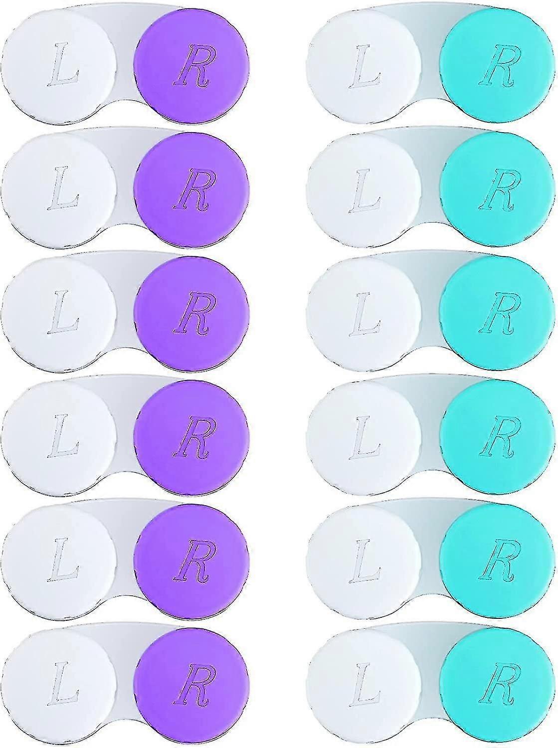 12-Pack Portable Contact Lens Cases - Colorful Left/Right Holders for Travel & Daily Use - Eco-Friendly & Compact