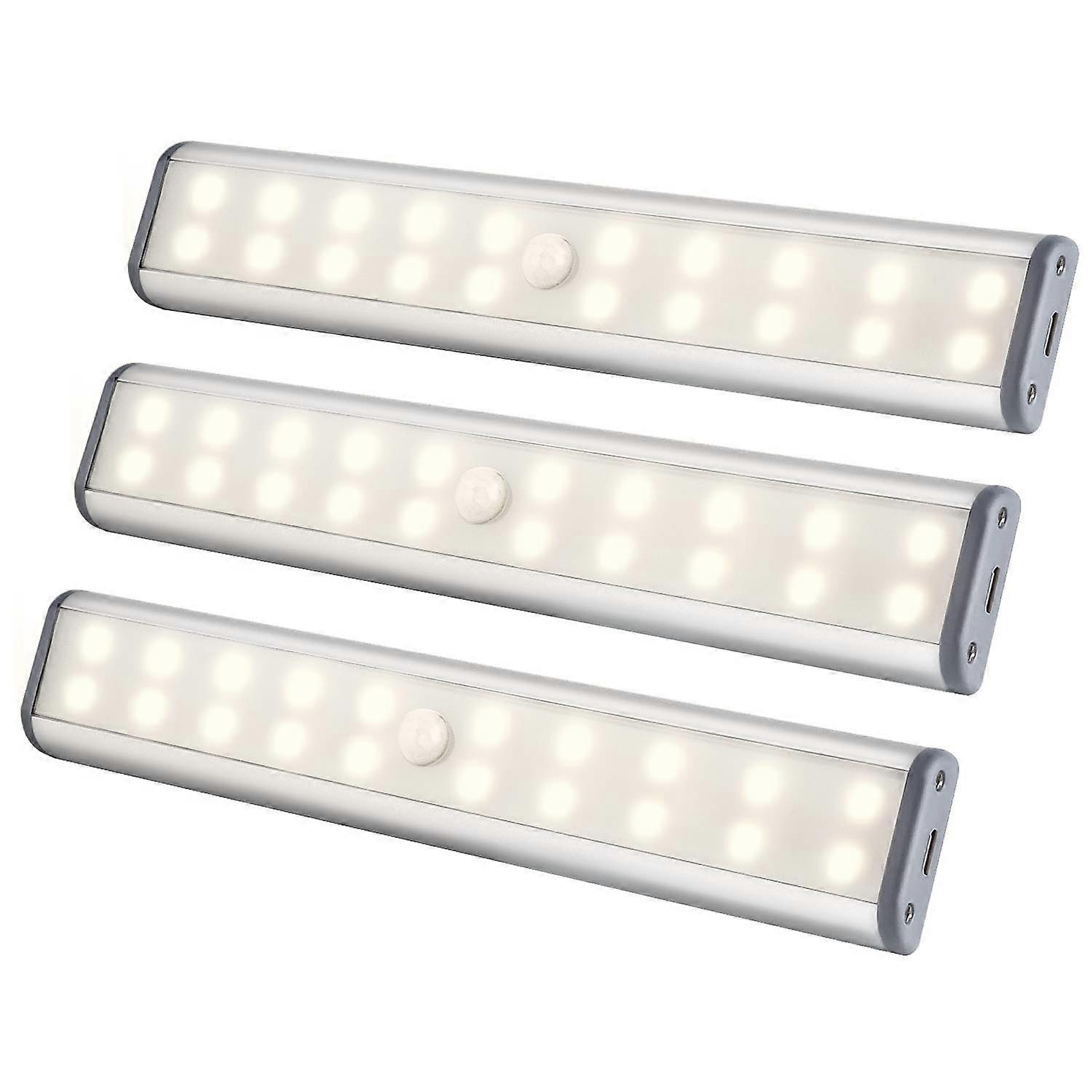Under Cabinet Lighting 20 LEDs Wireless Magnetic Motion Sensor Rechargeable Battery Operated Warm White Night Light 3 Pack
