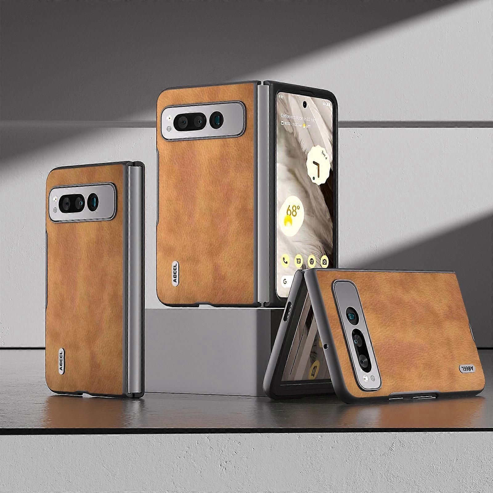 ABEEL Retro Litchi Texture PU Phone Case For Google Pixel Fold