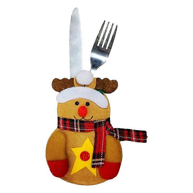 Christmas Decoration Little Snowman And Fork Bag Creative Home Dining Table Cutlery Set, Specification: Elk Elk