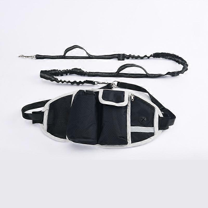 Hand Leash, Suitable for Running, Training Small, Medium and Large Dogs, Adjustable Belt, Reflective, Zipper Pouch, Black