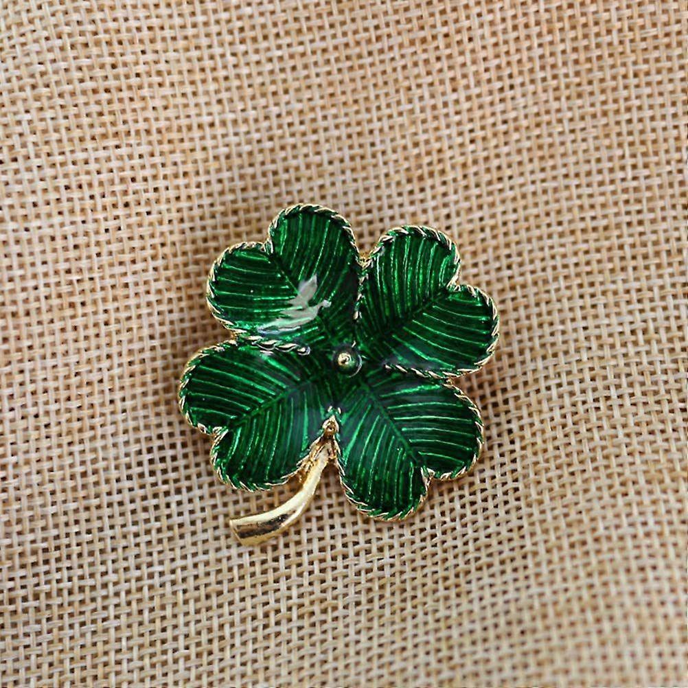 2pcs Green Irish Four Leaf Patricks Day Brooch