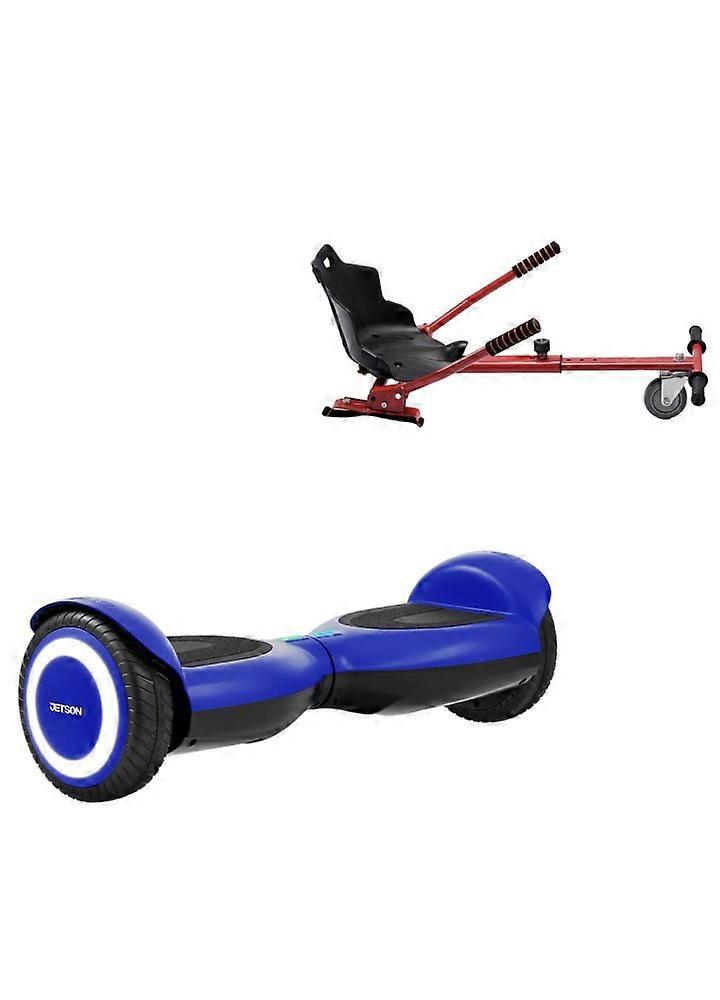 Hoverboard de 6,5 polegadas com Hoverkart padrão, Jetson Prism Blue, faixa padrão e assento ergonômico vermelho, Smart Balance
