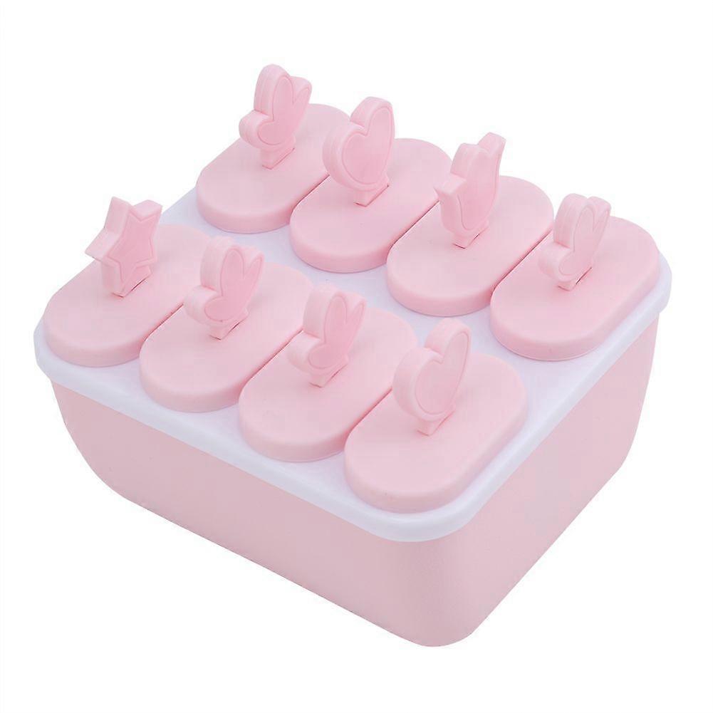 8 Grid Self Made Freezing Ice Cream Mold Pp Material Frozen Ice Popsicle Mold With DIY(Pink)