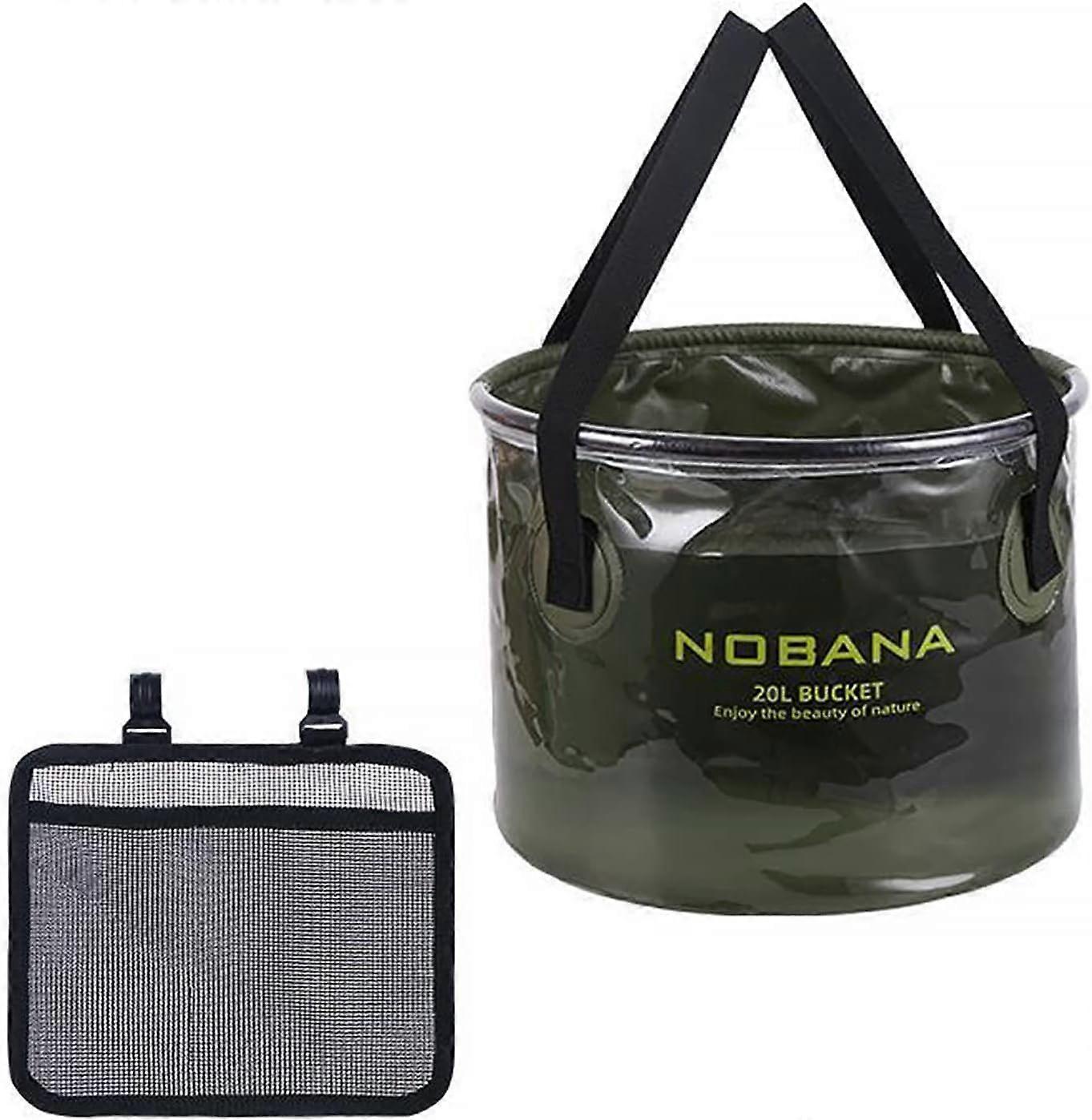 Collapsible Bucket 20L Portable Folding Bucket with Side Mesh Pocket for Camping Fishing Party Garden Travel Hiking Washing Bucket Collapsible Bowl Co