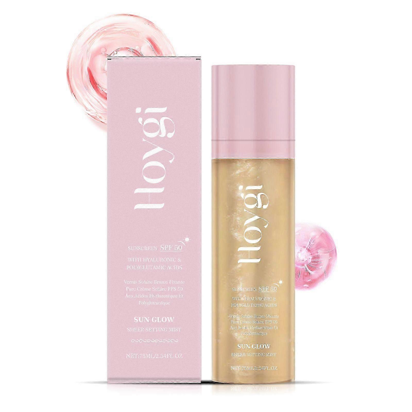 Setting Mist Sunscreen SPF 50, Broad Spectrum Shimmering Mist, Hydrating Makeup-Friendly Glow Spray, Non-Greasy & Fast-Absorbing for Face & Body