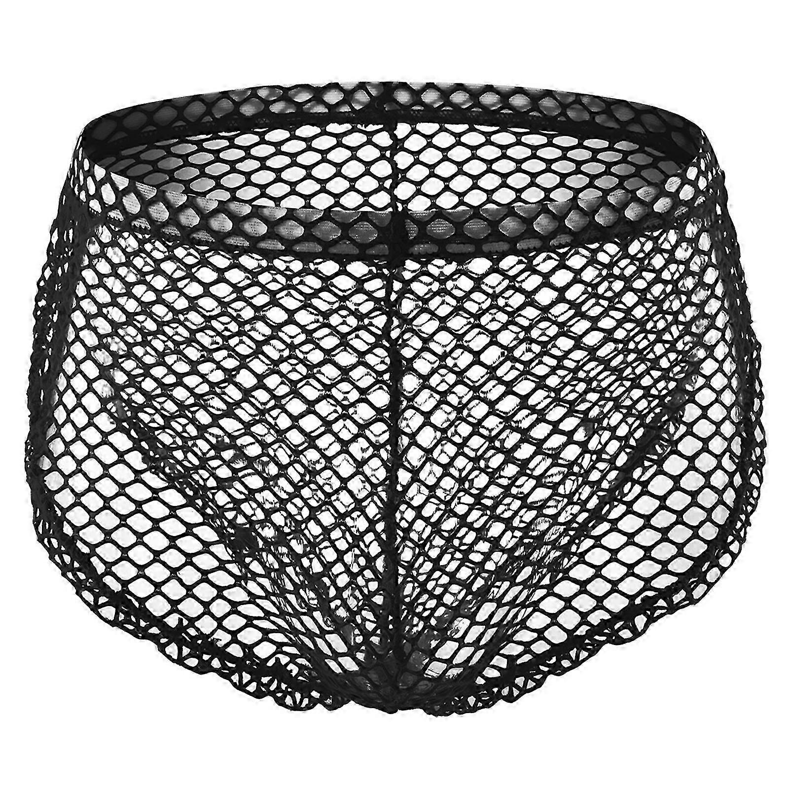 Nylon Mäns Skira Fisknät Underkläder med sidoslits Knappar Nattkläder Se igenom mesh Underkläder Boxershorts Trosor Vit XXXL