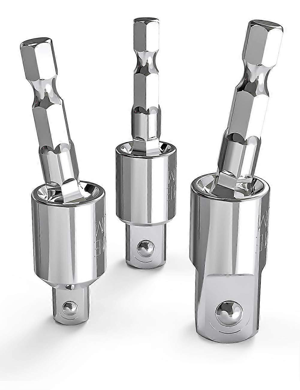 Tool Gift for Man: 3Piece Power Drill Sockets Adapter Set, 360 Rotatable Hex Shank Impact Driver Socket Adapter for 1/4' 3/8' 1/2' Impact Driver