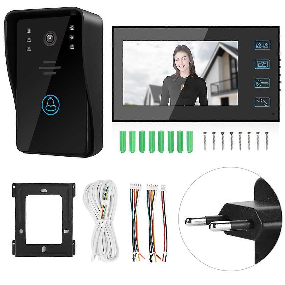 7" Night Vision Video Intercom Doorbell - Rainproof, Touchscreen, Custom Ringtones