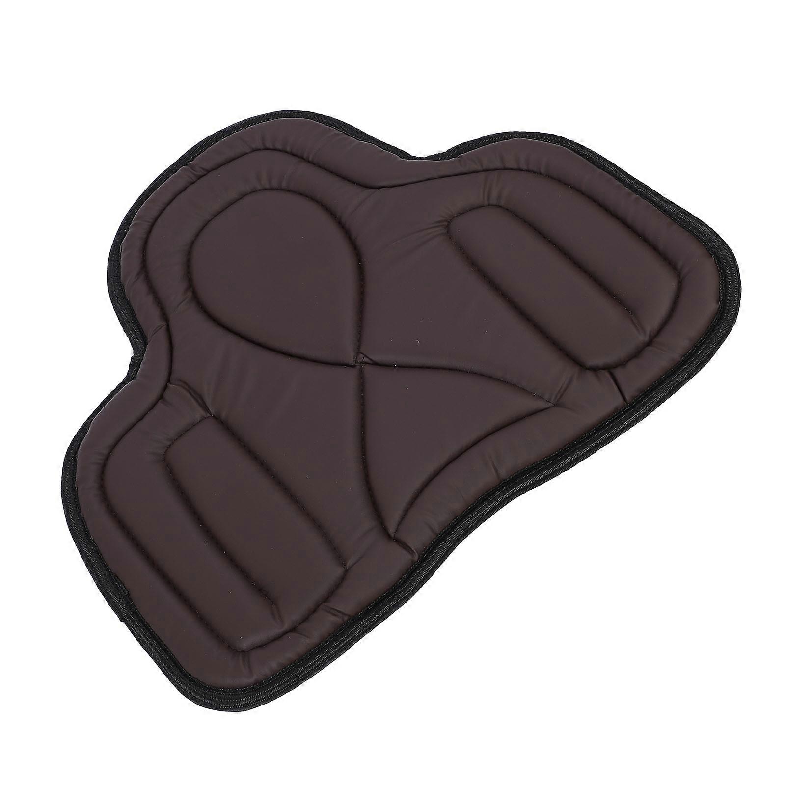 Saddle Pad PU Leather Close Fit Shock Absorbing Thickened Breathable Western Saddle Pad for Equestrian Riding Brown 