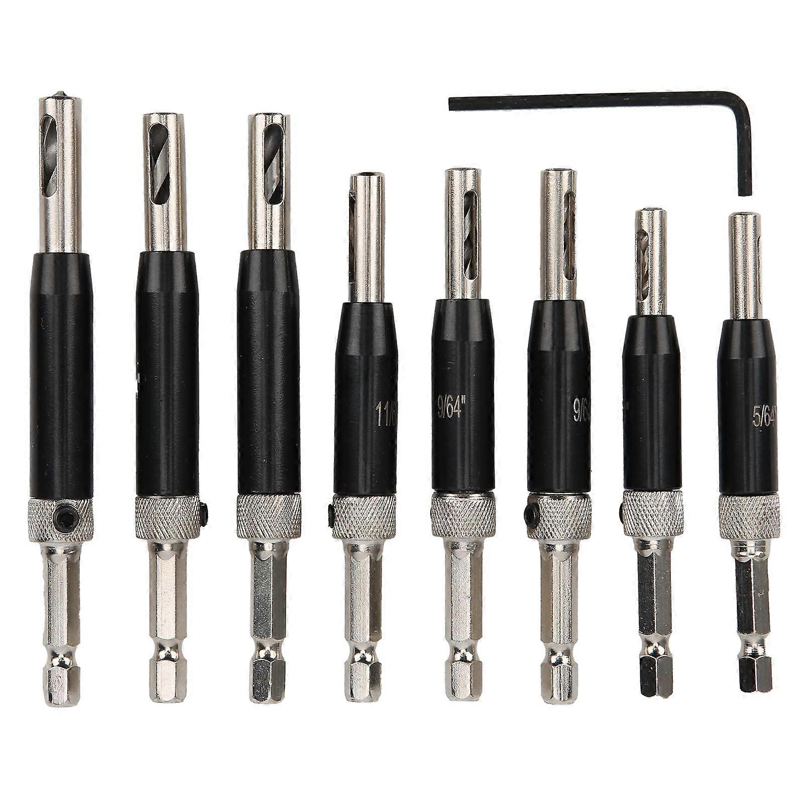 Hinge Drill Bit Set For Door Window Cabinet Drilling - Self Centering Puncher, High Positioning Accuracy, Aluminium Alloy And Iron, 8 Drill Bits