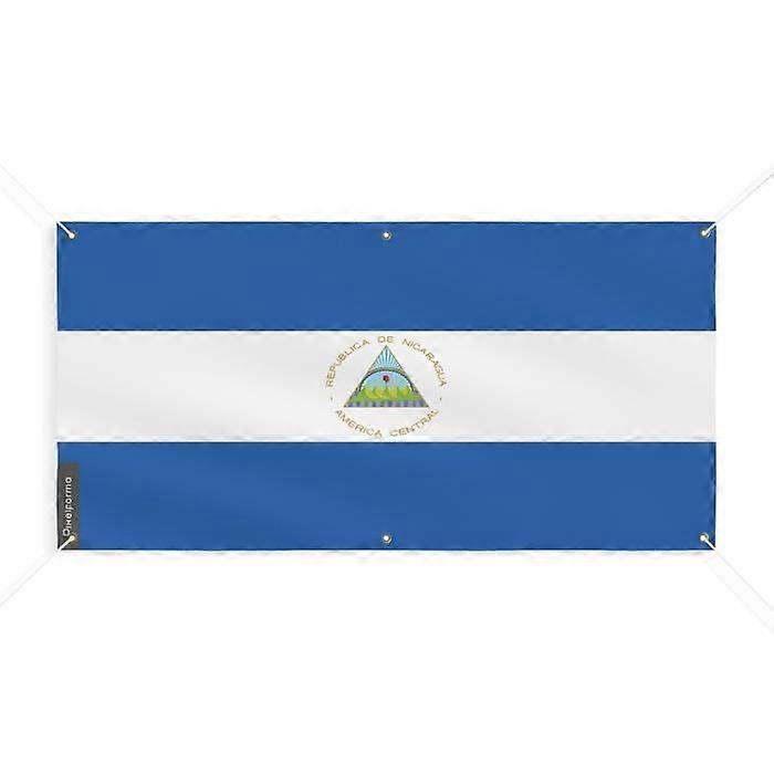 Nicaragua Flag Banner - PIXELFORMA - 140x280cm - Durable Polyester - 6 Reinforced Eyelets