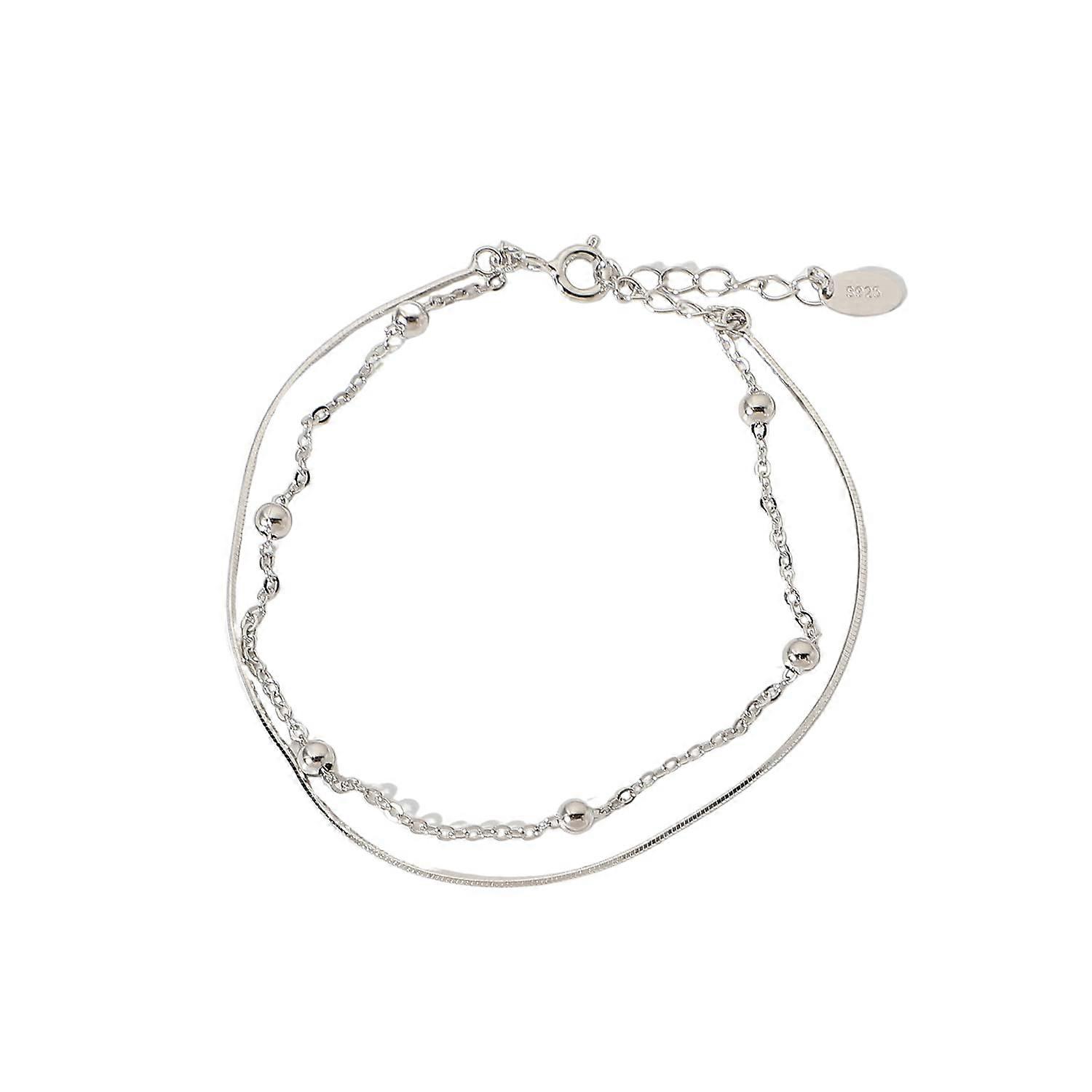 Double Layer Snake Bone Sterling Silver Bracelet | Tarnish-Resistant 925 Silver, Waterproof Layered Chain For Women