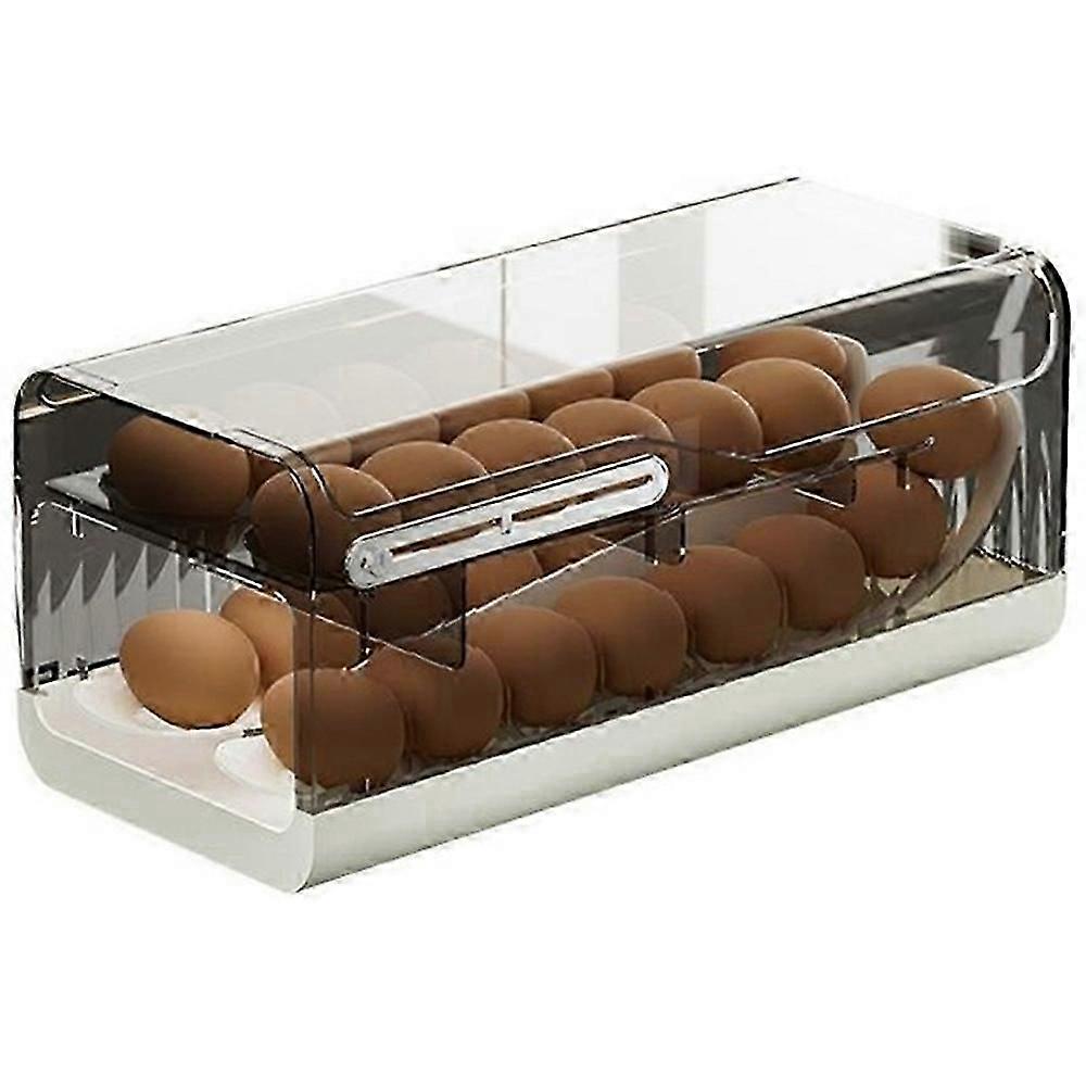 Eiervorratsbehälter Kühlschrank Organizer Auto Rolltablett Küche Eierhalter mit Frischeskala (bp