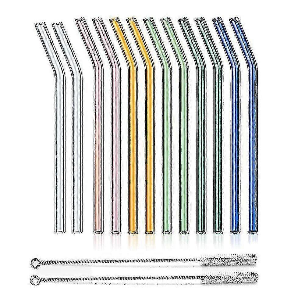 Reusable Glass Drinking Straws with Curved Design - Eco-Friendly & Durable