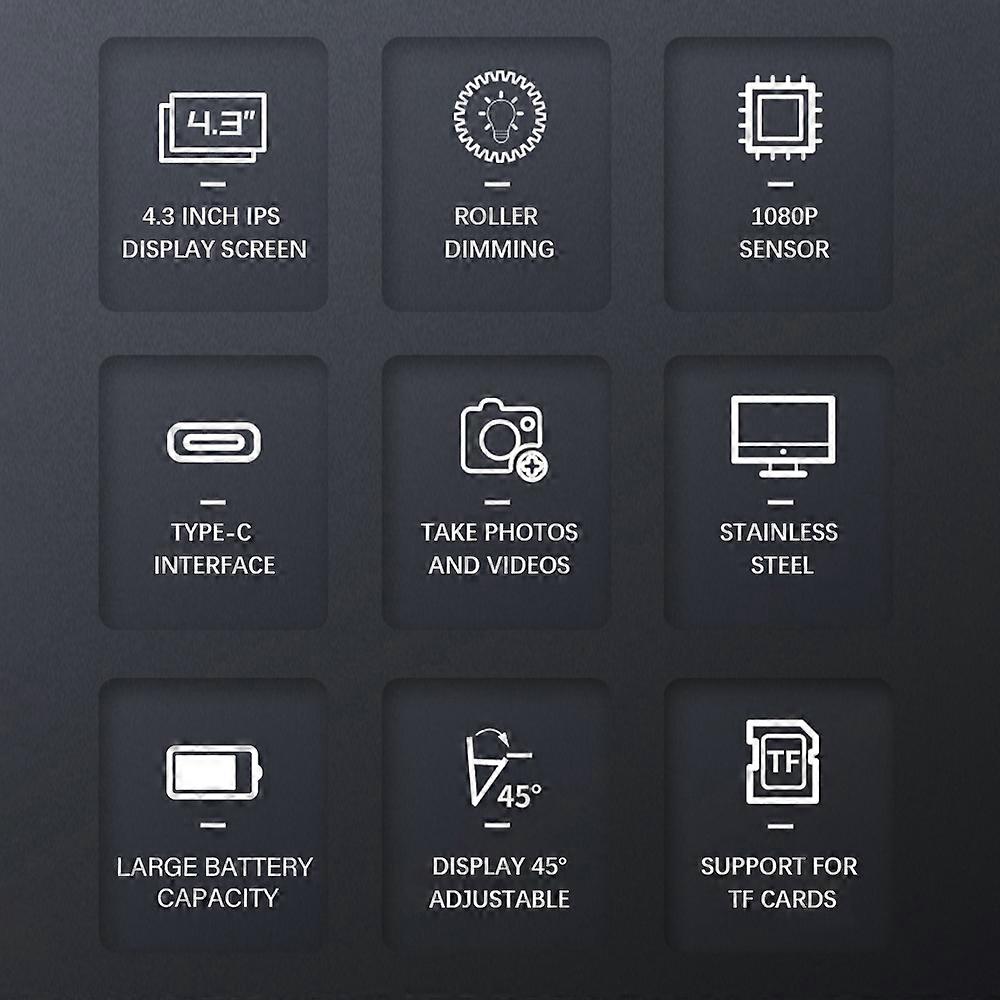 1080P USB Digital Microscope - 4.3" IPS Screen, Adjustable Focus, Ideal for Kids & Students